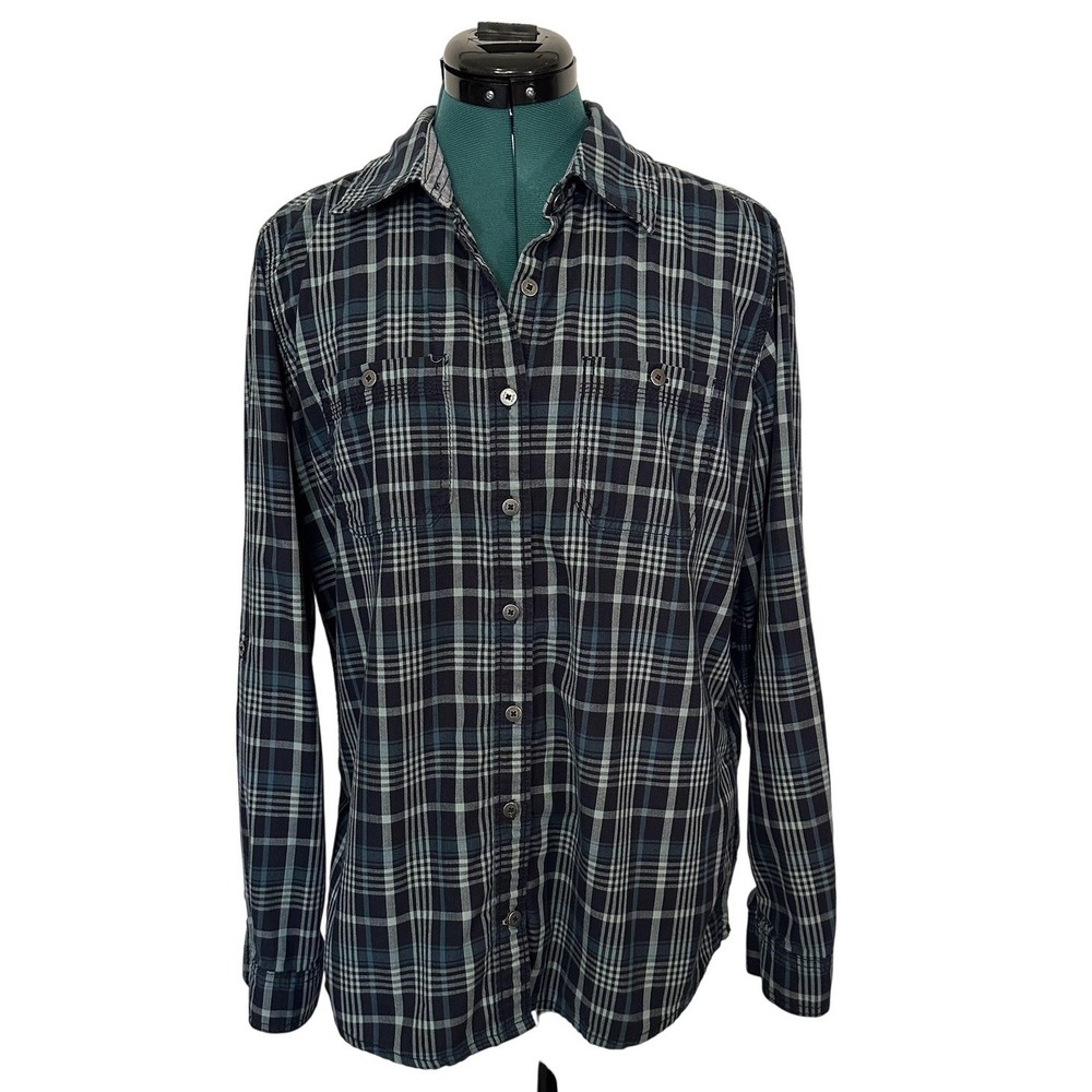 Carhartt Button Down Plaid Shirt Medium Blue Long Sleeve Workwear 102262 412